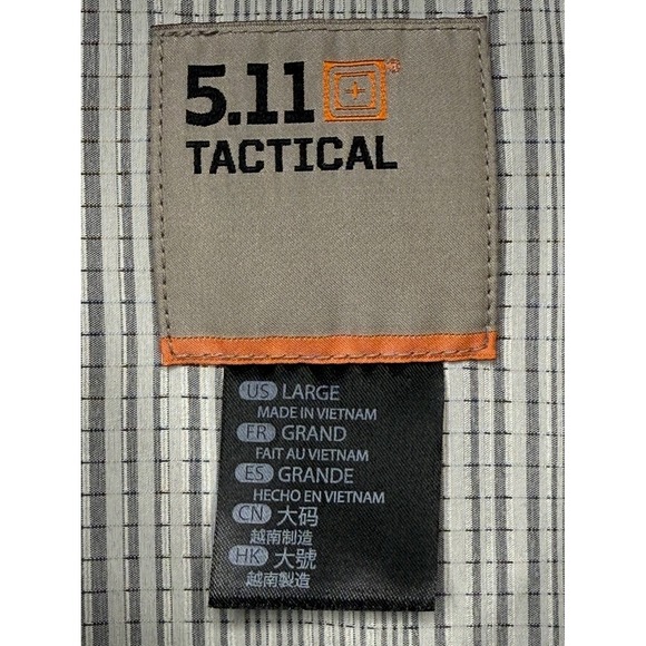 5.11 Tactical Shirt Men's Large Gray Striped Short Sleeve Button‎ Front Outdoor - Picture 3 of 7